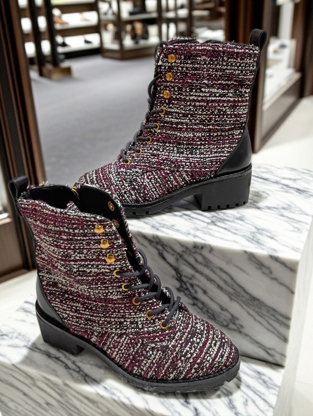 Tory Burch Combat Lug Sole Tweed Boots Women's Sz 5 🆕 $468